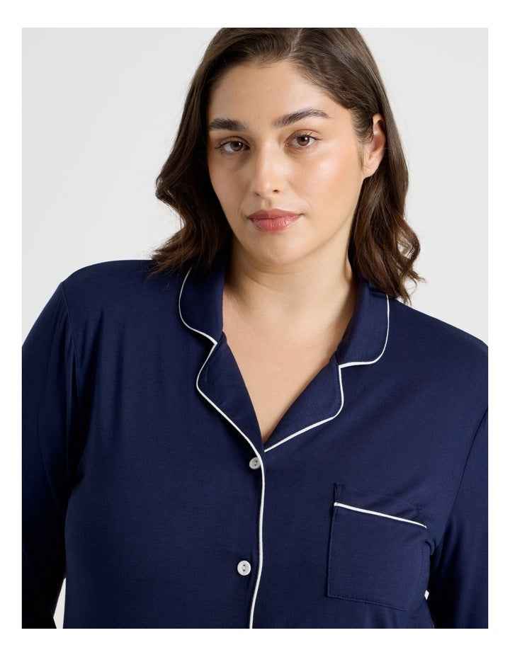 Pure Comfort Bamboo Long Pyjama Set in Navy