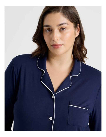 Pure Comfort Bamboo Long Pyjama Set in Navy