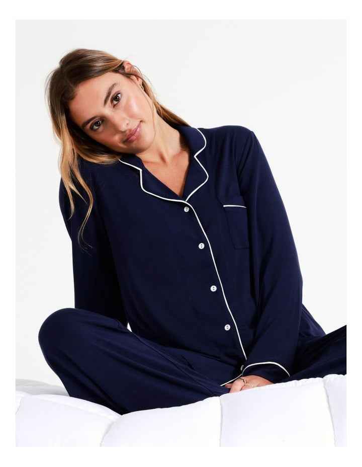 Pure Comfort Bamboo Long Pyjama Set in Navy