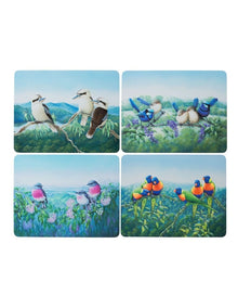 Birds of Australia KC 10-Year Anniversary 34x26.5cm Set of 4 Cork Back Placemat in Multi