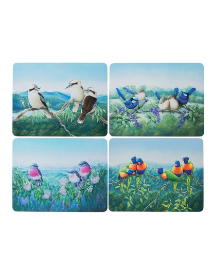 Birds of Australia KC 10-Year Anniversary 34x26.5cm Set of 4 Cork Back Placemat in Multi