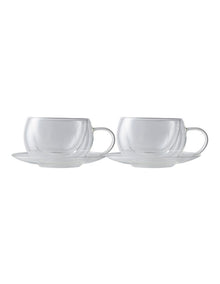 Blend Set Of 2 270ml Double Wall Cup And Saucer in Clear