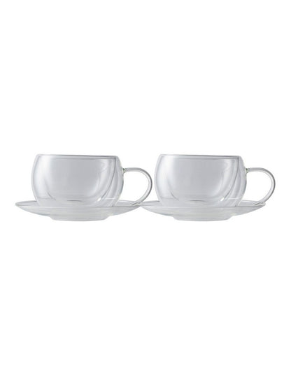 Blend Set Of 2 270ml Double Wall Cup And Saucer in Clear