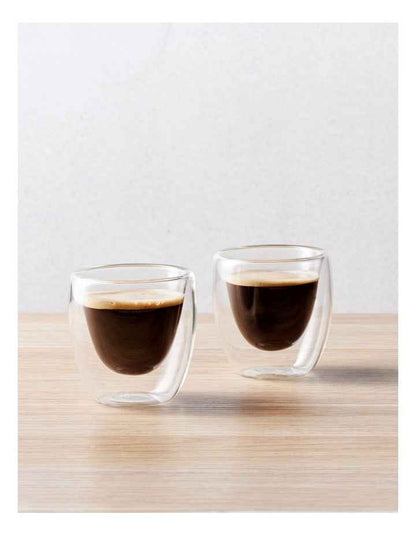 Blend Double Wall Espresso Cup Set of 2 80ml in Clear