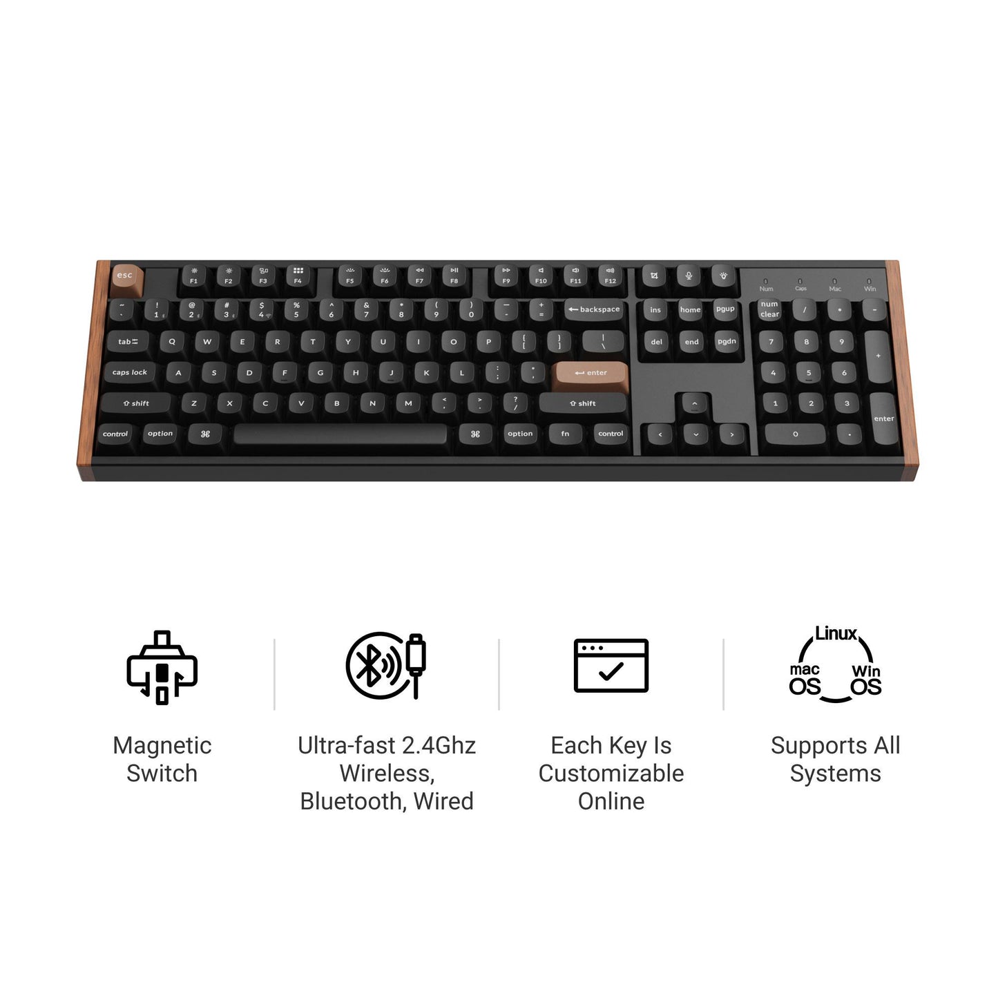 Keychron K10 HE Full Size Wireless Magnetic Switch Custom Keyboard (Black)