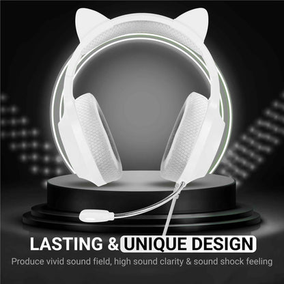 Playmax RGB Cat Ear Gaming Headset - White