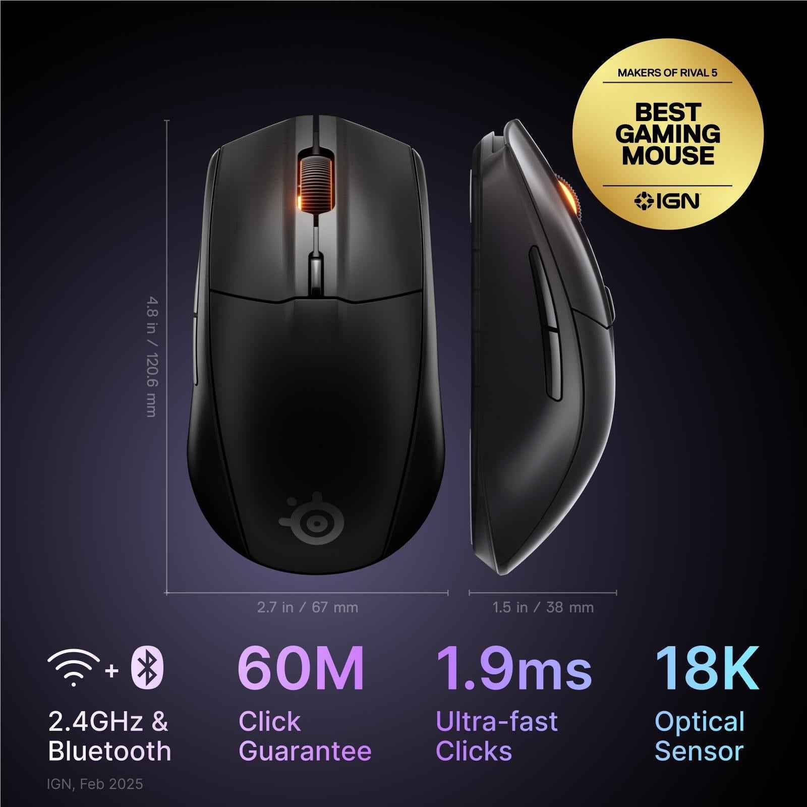 SteelSeries Rival 3 Wireless Gen 2 Gaming Mouse (Black)