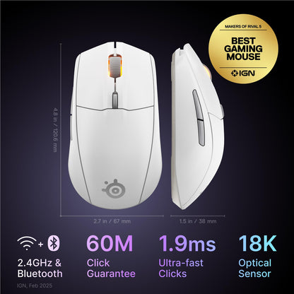SteelSeries Rival 3 Wireless Gen 2 Gaming Mouse (White)