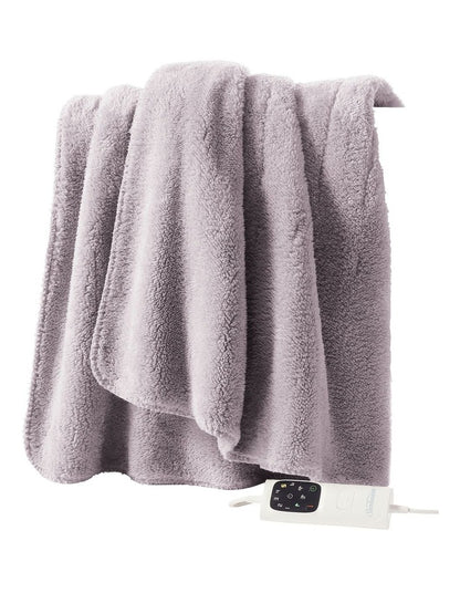 Feel Perfect Sherpa Fleece Heated Throw in Warm Grey