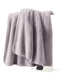 Feel Perfect Sherpa Fleece Heated Throw in Warm Grey