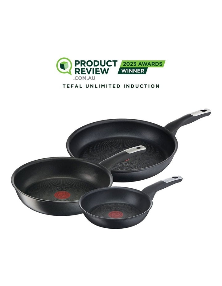 Unlimited Non-Stick Induction Set of 3 Frypan in Black