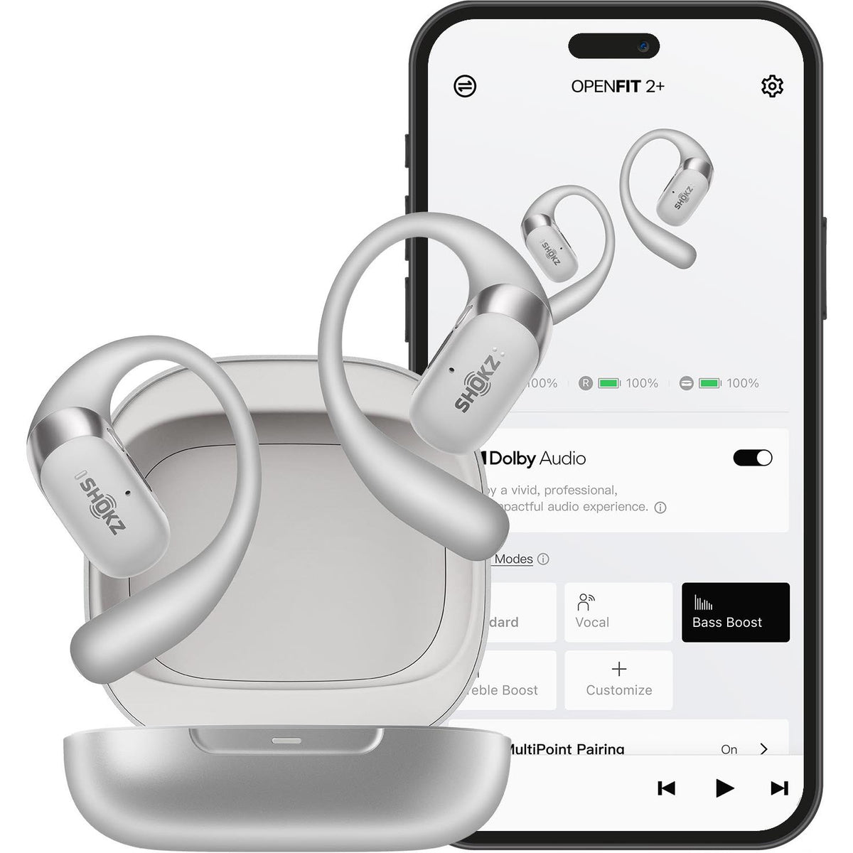 Shokz  OpenFit 2+ Open-Ear TWS Earbuds (Grey)