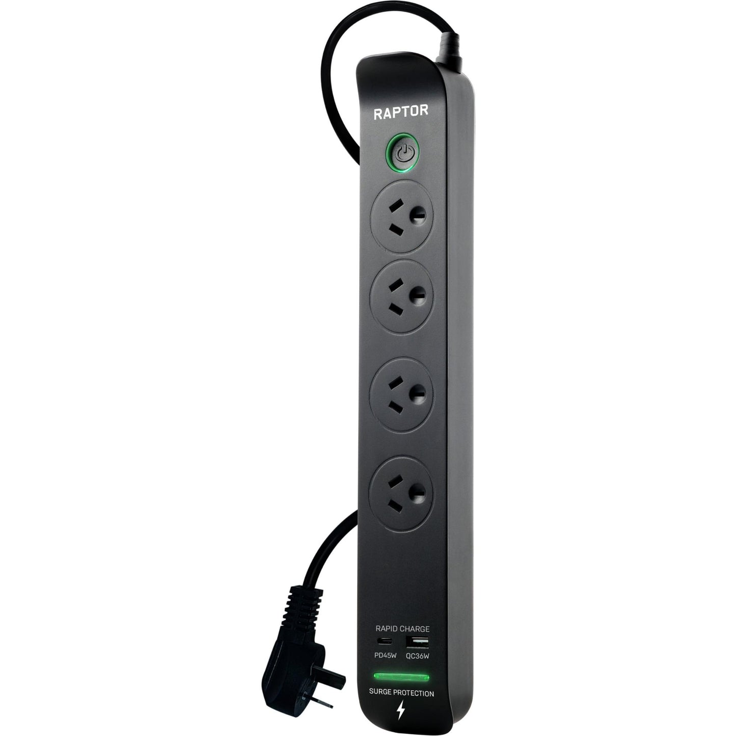 Jackson Raptor 4 Outlet Slimline 45W PD Surge Protected Powerboard