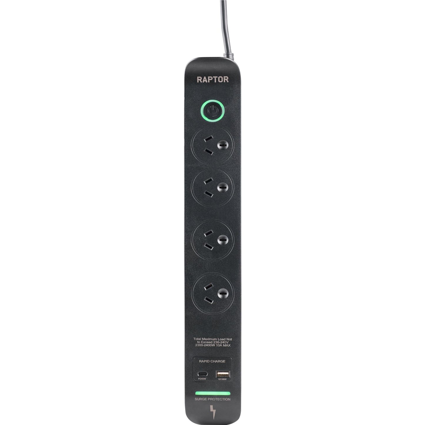 Jackson Raptor 4 Outlet Slimline 45W PD Surge Protected Powerboard