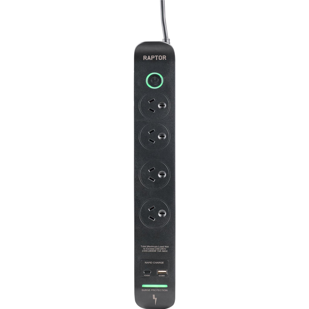 Jackson Raptor 4 Outlet Slimline 45W PD Surge Protected Powerboard
