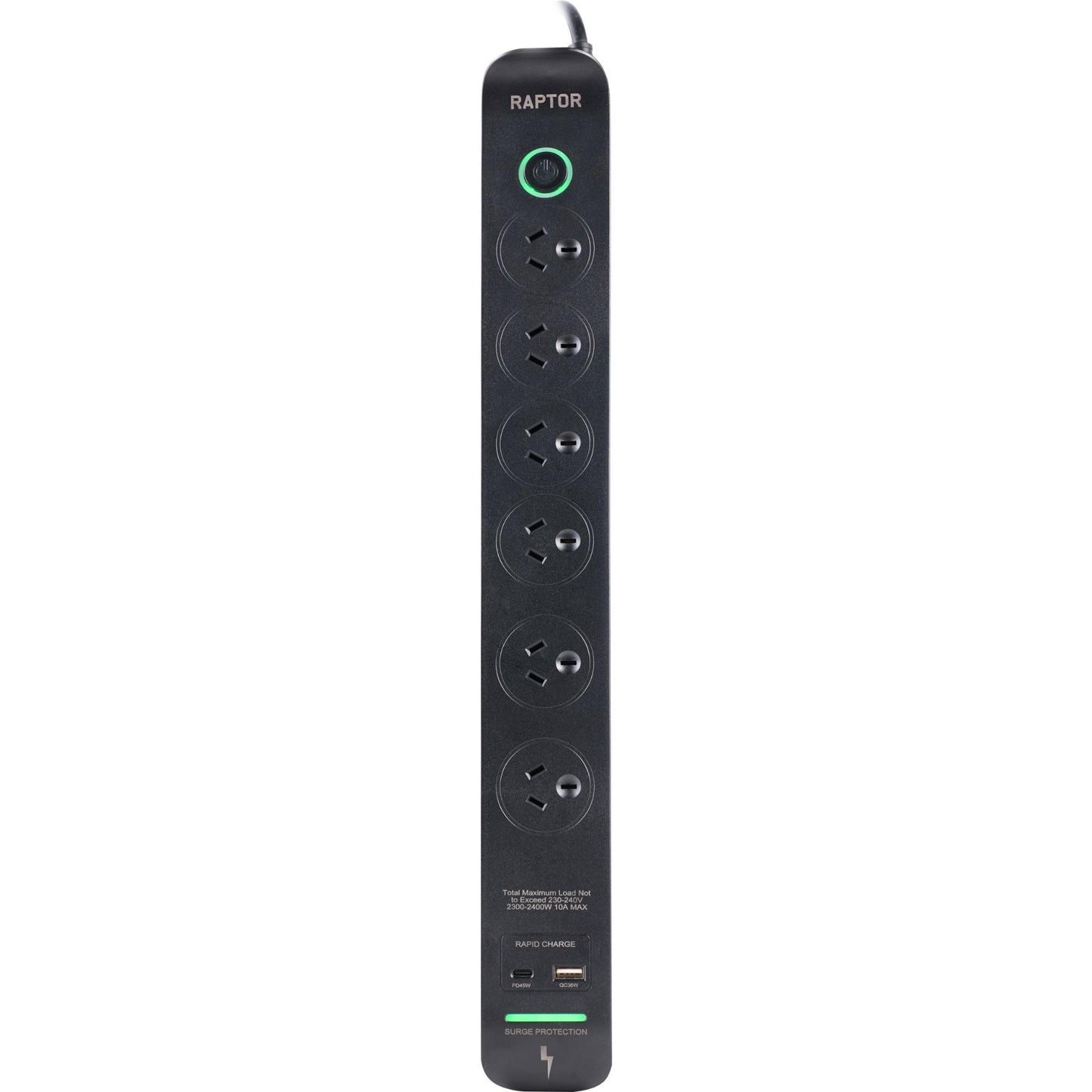 Jackson Raptor 6 Outlet Slimline 45W PD Surge Protected Powerboard