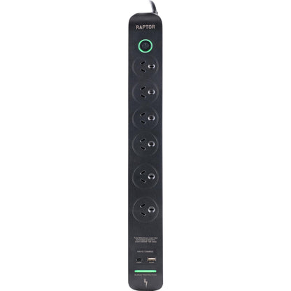 Jackson Raptor 6 Outlet Slimline 45W PD Surge Protected Powerboard