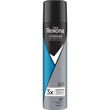 Rexona Men Clinical 96hr Deodorant Aerosol Shower Clean 180mL
