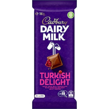 Cadbury Dairy Milk Turkish Delight Chocolate Block 180g