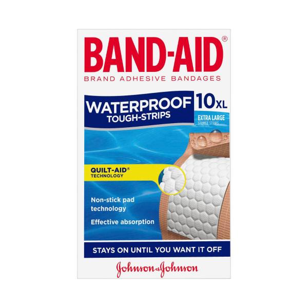 BAND AID TOUGH STRIPS WATERPROOF  EXTRA LARGE 10PK