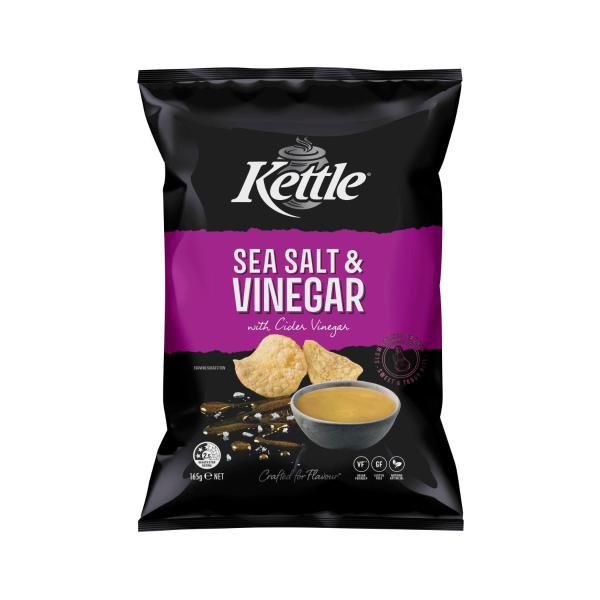 KETTLE POTATO CHIPS:SEA SALT VINEGAR:.:165 GRAM