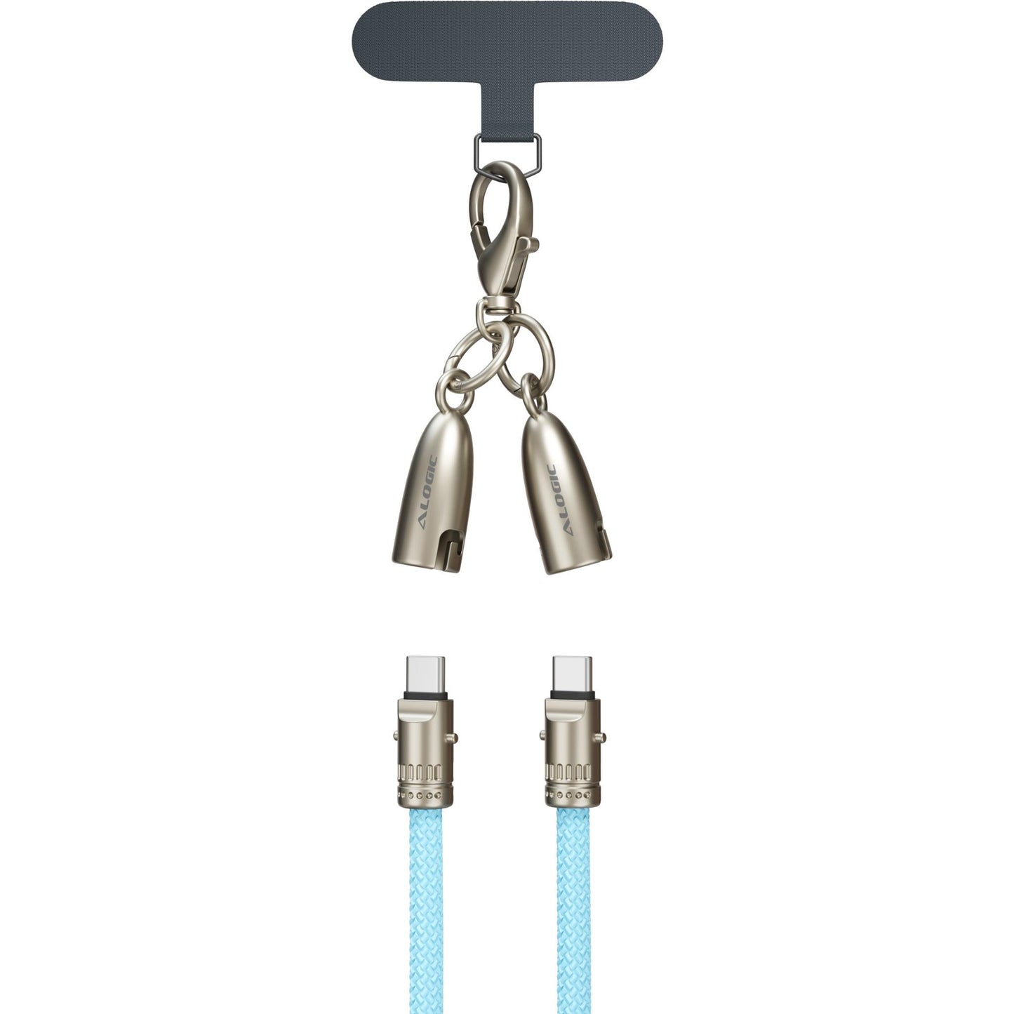 ALOGIC Tether USB-C to C Lanyard Data and 60W Charge Cable 1.2m (Aqua)