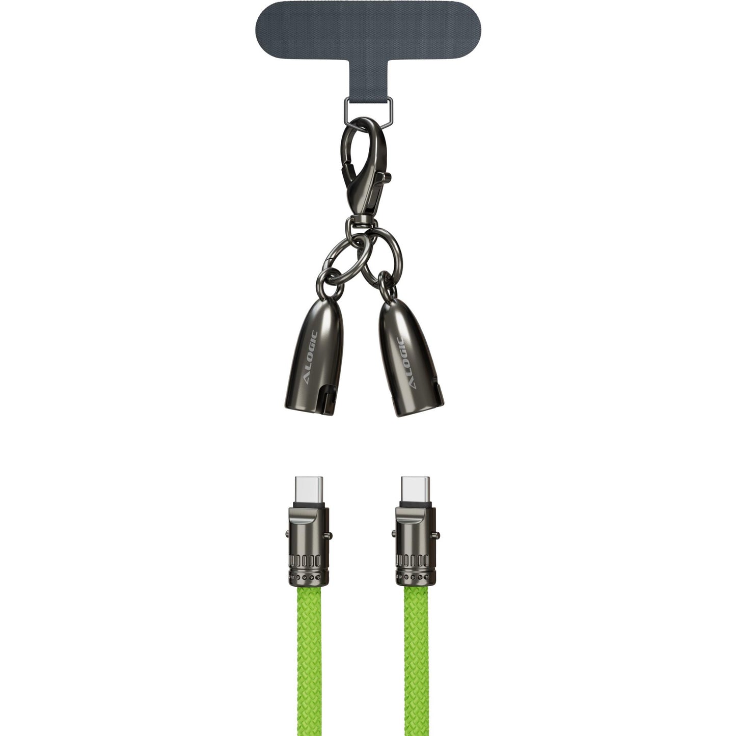 ALOGIC Tether USB-C to C Lanyard Data and 60W Charge Cable 1.2m (Lime)
