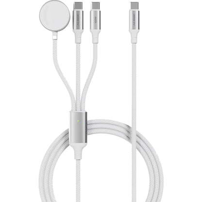 ALOGIC Trinity 3-in-1 Dual USB-C and Apple Watch 100W Charge Cable 2m (White)