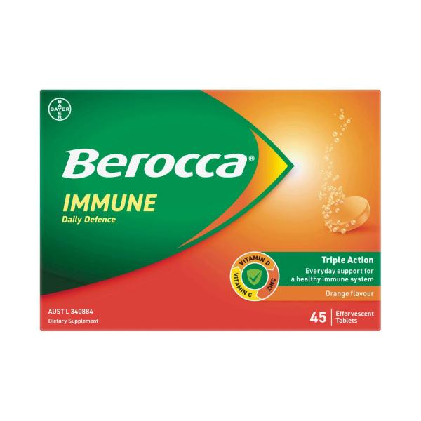BEROCCA IMMUNE EFFERVESCENT ORANGE 45PK
