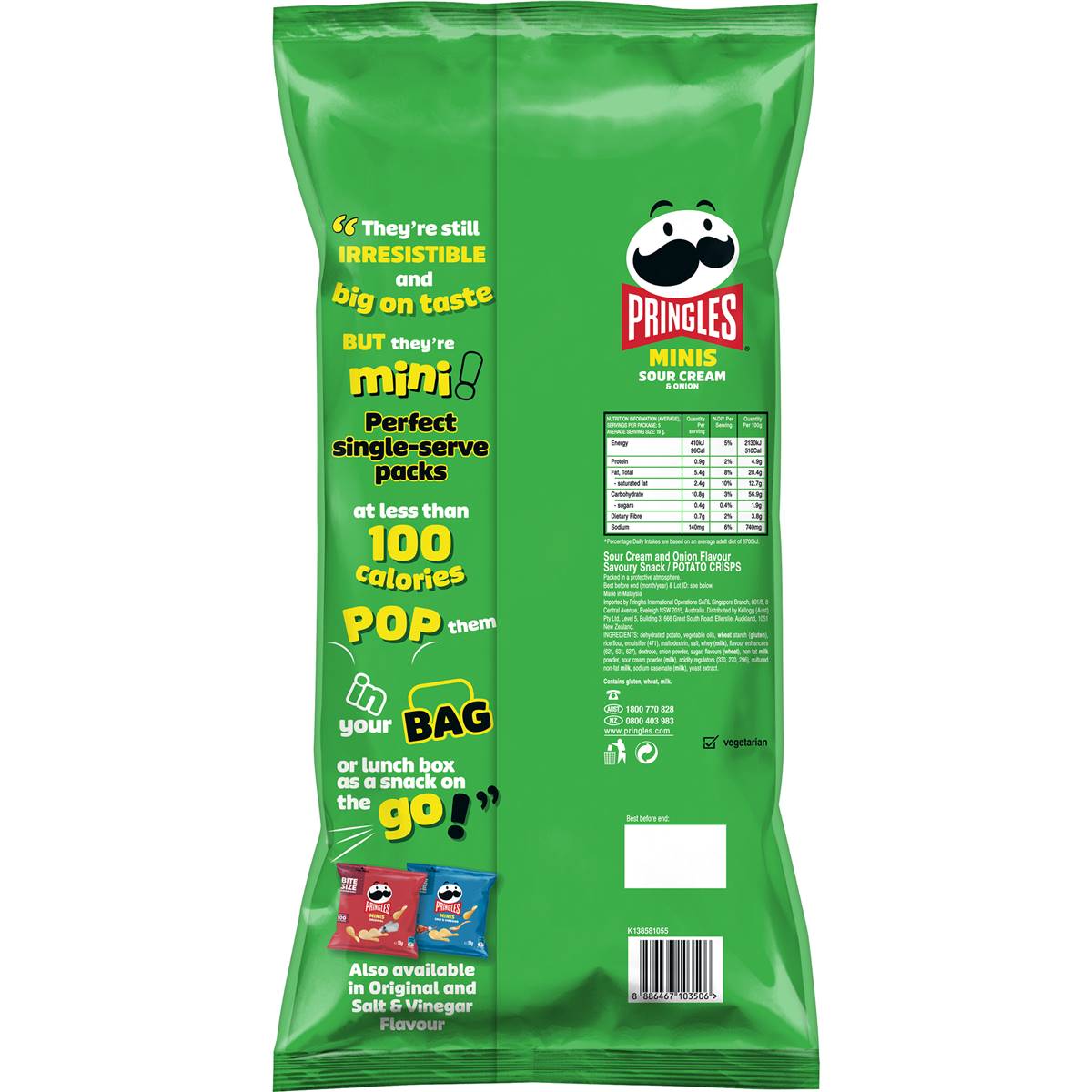 Pringles Minis Multipack Sour Cream & Onion Potato Chips 5 pack