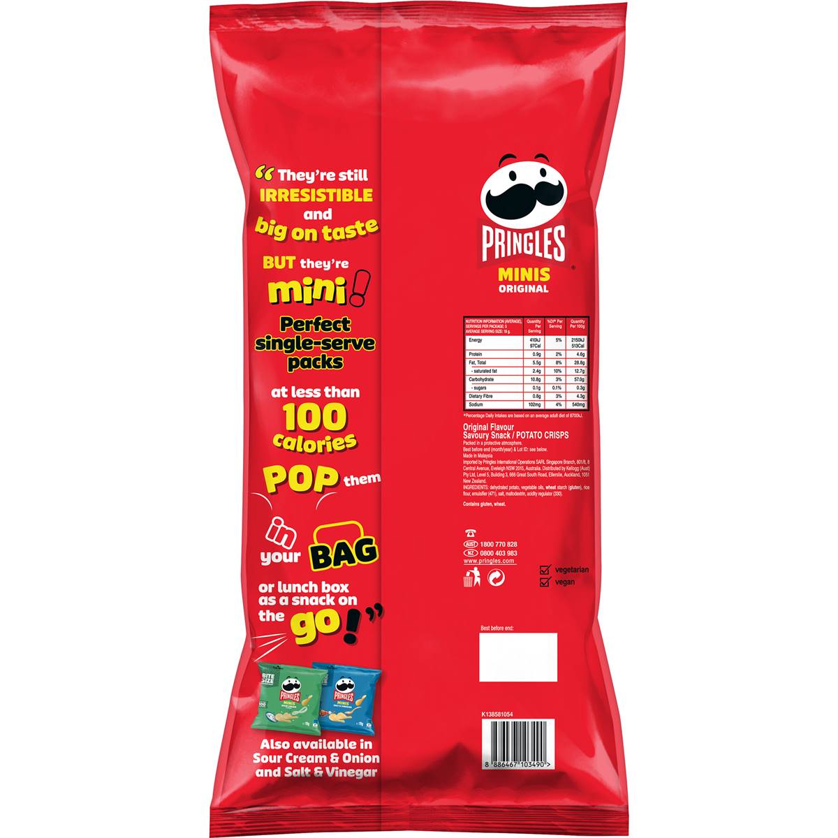 Pringles Minis Multipack Original Potato Chips 5 pack