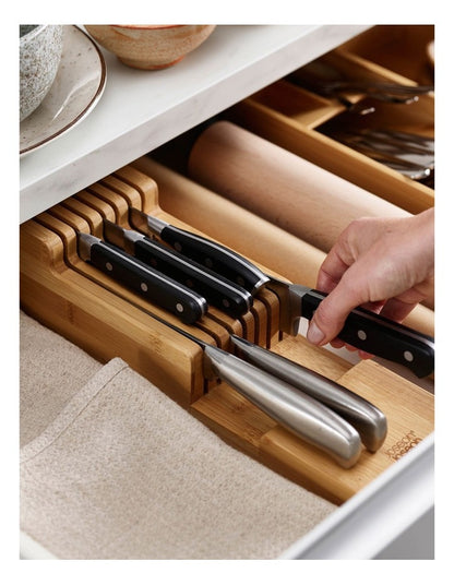 2 Tier Drawer Store Knife Organiser in Bamboo