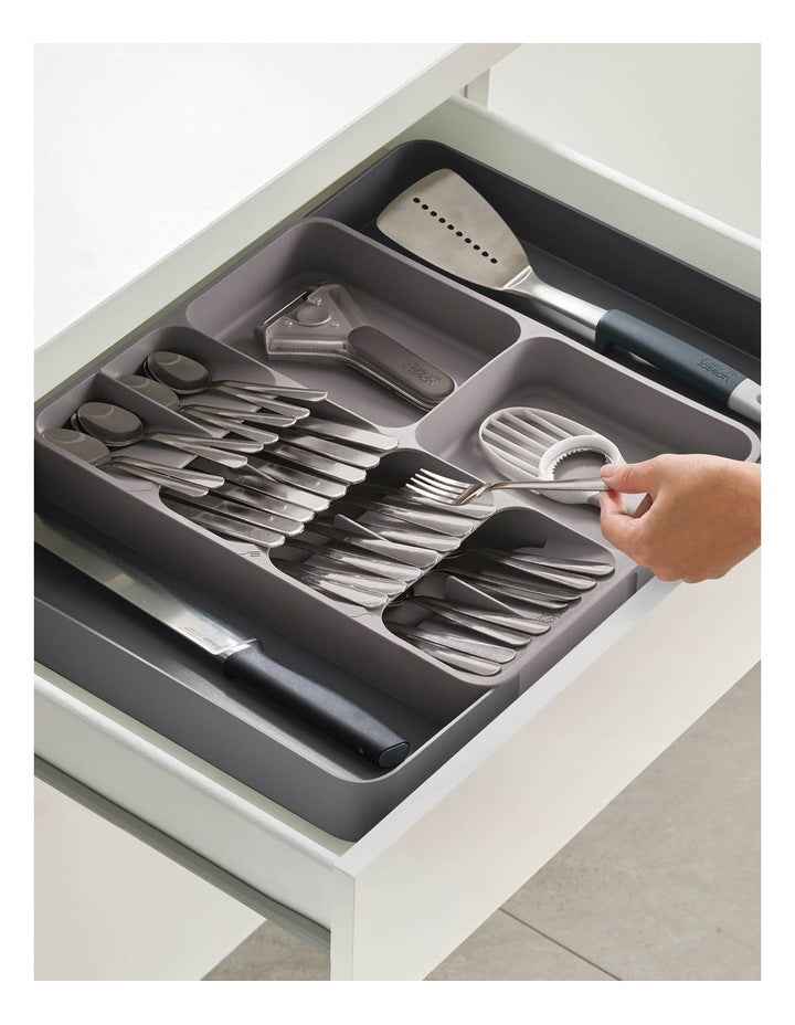 DrawerStore Expanding Cutlery, Utensil And Gadgets Organiser in Grey