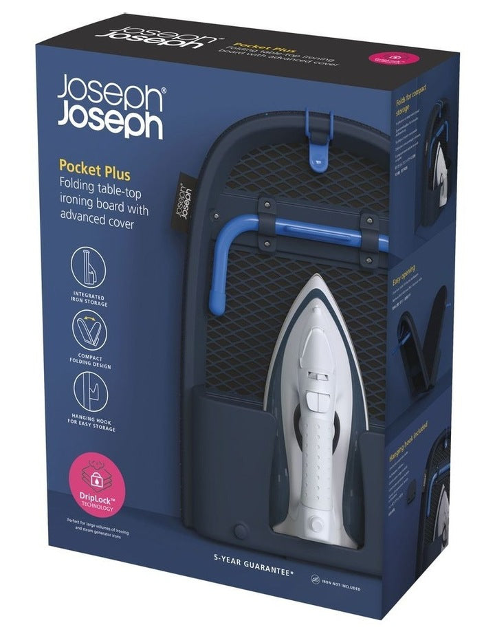 Pocket Plus Folding Table-Top Ironing Board in Black/Blue