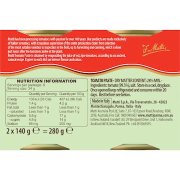 Mutti Tomato Paste Double Concentrate 140g x 2 pack