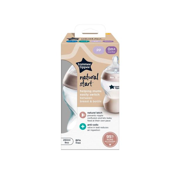 TOMMEE TIPPEE BABY BOTTLES NATURAL START ANTI-COLIC BOTTLE 260ML 0M+ PACK OF 1