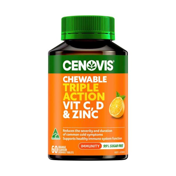 CENOVIS CHEWABLE TRIPLE ACTION VIT C- D AND ZINC 60PK