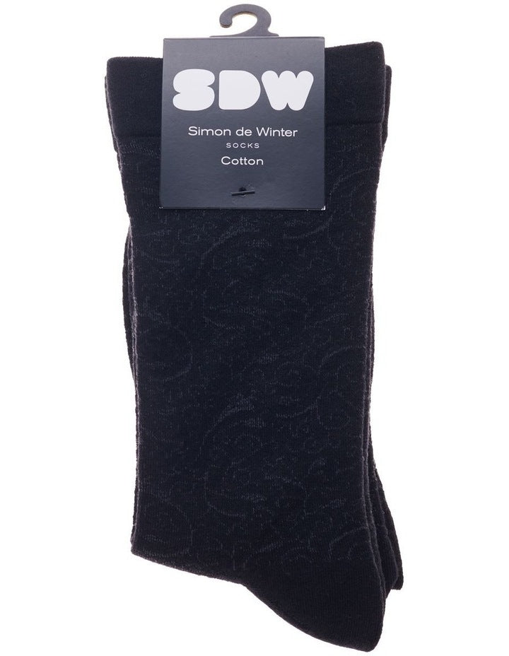 Cotton Circulation Crew Socks 2 Pack in Black