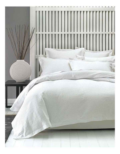 Deluxe Waffle Quilt Cover Set in White