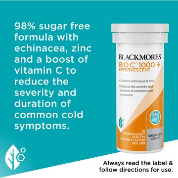 Blackmores Bio C 1000mg Echinacea + Zinc Effervescent Tablets 10 pack