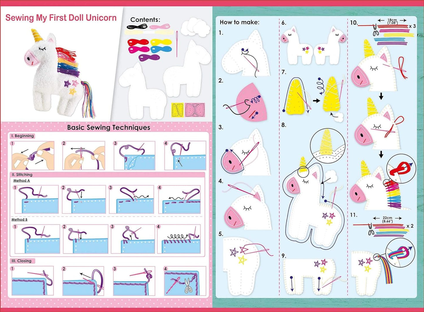 Avenir Unicorn My First Sewing Doll Kit Art and craft for kids Unicorn Toys 6yrs+