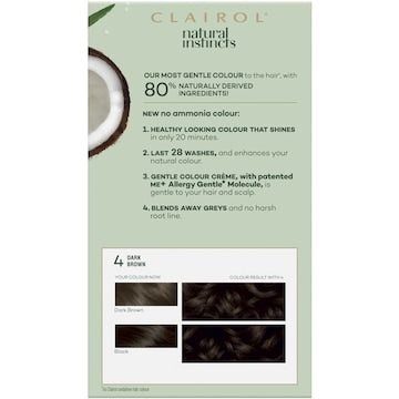 Clairol Natural Instincts Hair Colour 4 Dark Brown Semi Permanent each