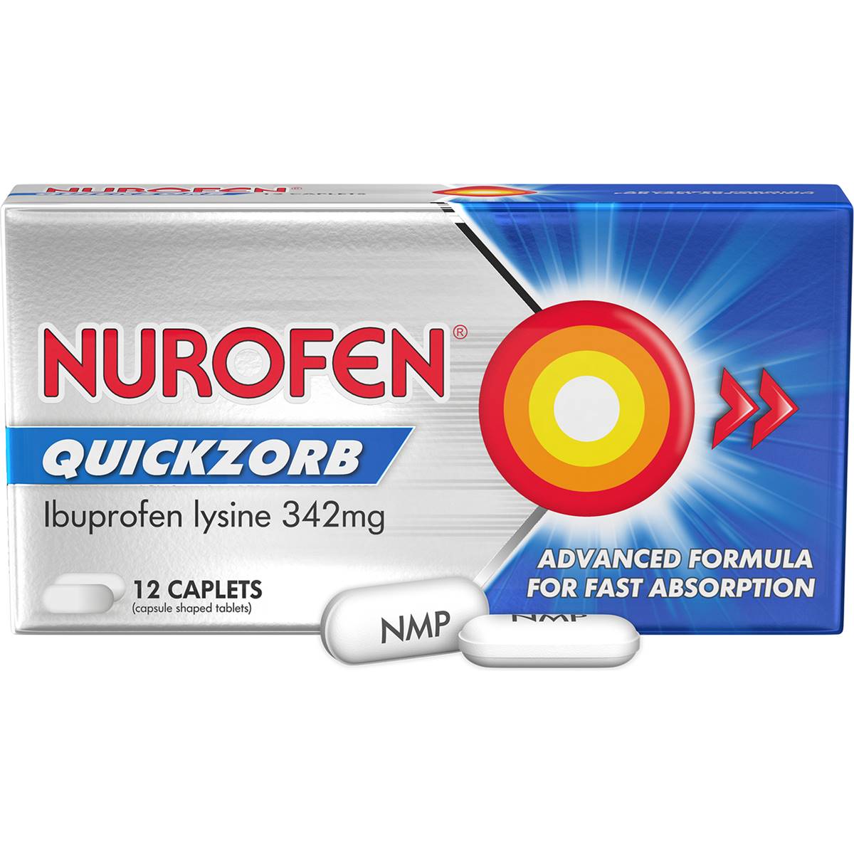 Nurofen Quickzorb Quick Pain Relief Caplets 200mg Ibuprofen 12 Pack