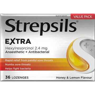 Strepsils Extra Honey And Lemon Sore Throat Fast Numb Lozenges 36 pack