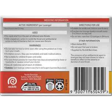 Strepsils Extra Honey And Lemon Sore Throat Fast Numb Lozenges 36 pack