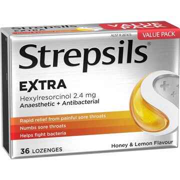 Strepsils Extra Honey And Lemon Sore Throat Fast Numb Lozenges 36 pack
