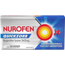 Nurofen Quickzorb Fast Pain Relief Caplets Ibuprofen Lysine 342mg 24 Pack