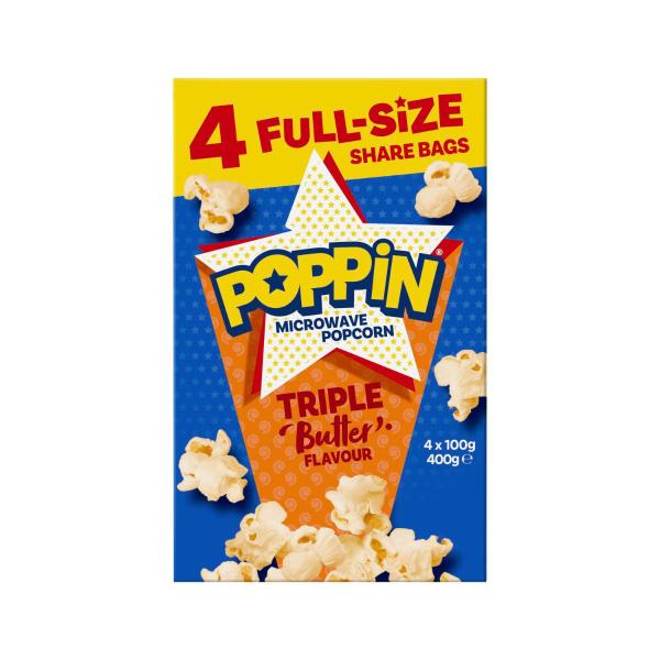 POPPIN MICROWAVE POPCORN TRIPLE BUTTER 400G