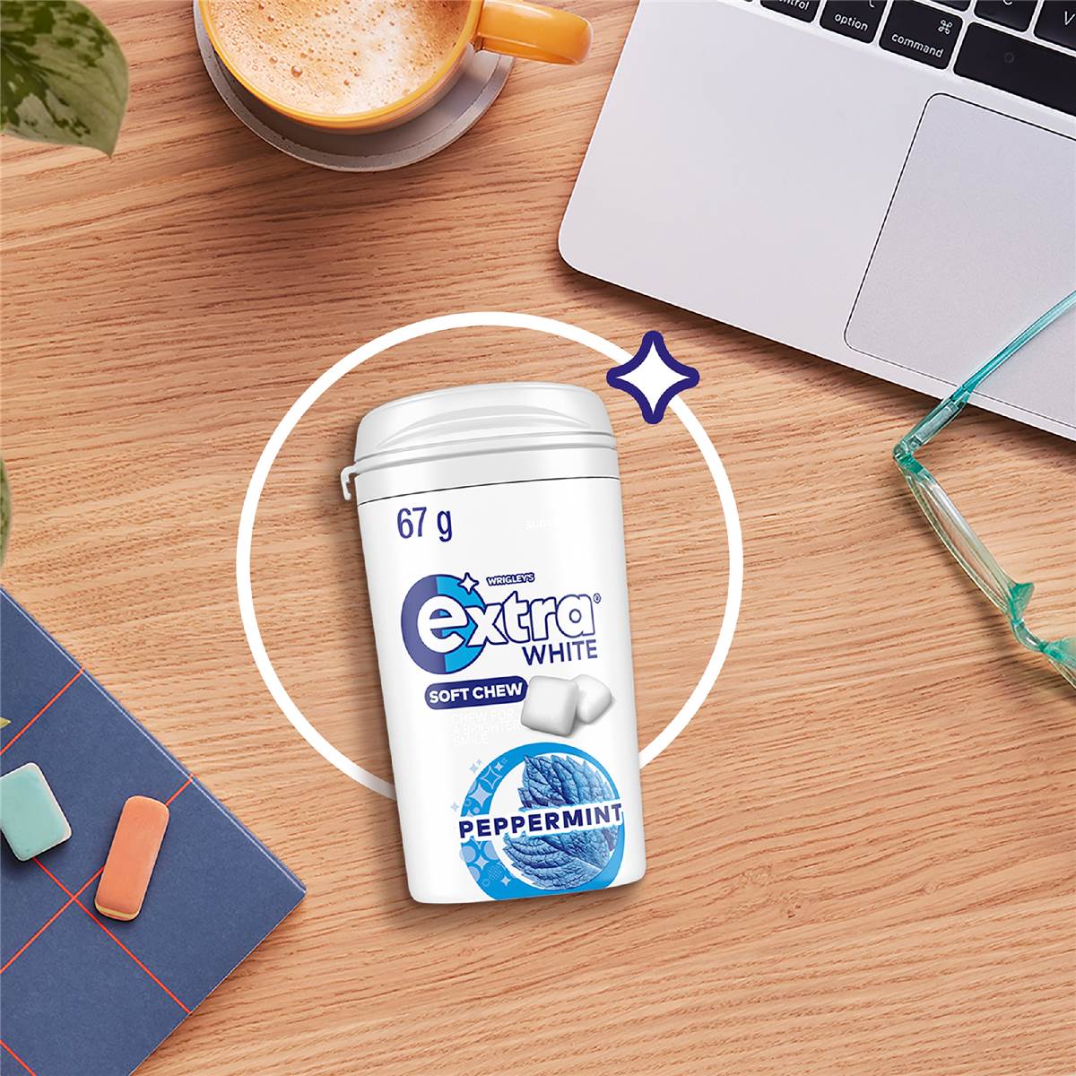 Extra White Soft Chew Peppermint Sugar Free Chewing Gum 67g