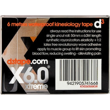 D3 X6.0 Waterproof Kinesiology Tape 6m each